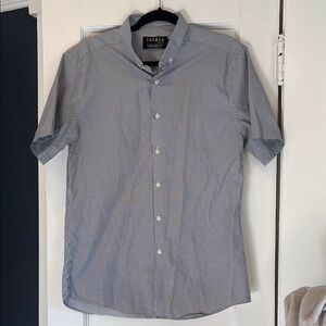 Topman Blue and white short sleeved Button Down Shirt